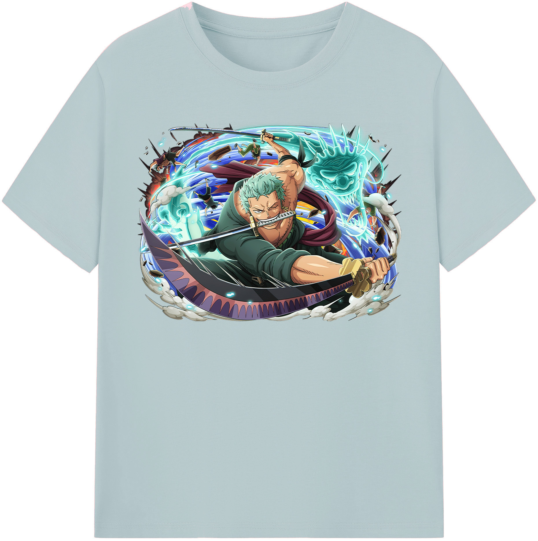 ワンピース ロロノア・ゾロ ONE PIECE Roronoa Zoro 綿100％半袖Tシャツ（フロントプリント）